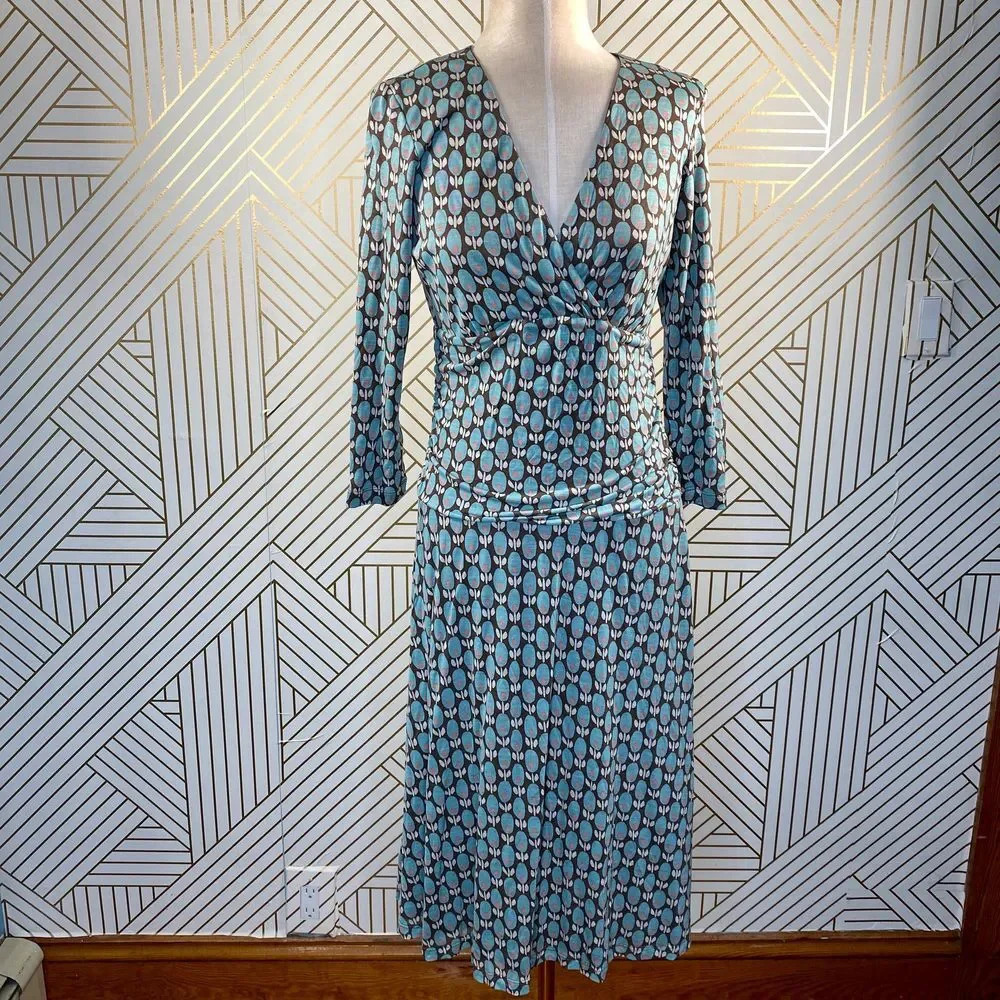 Boden‎ Jersey Floral Faux Wrap V-Neck Dress WH148